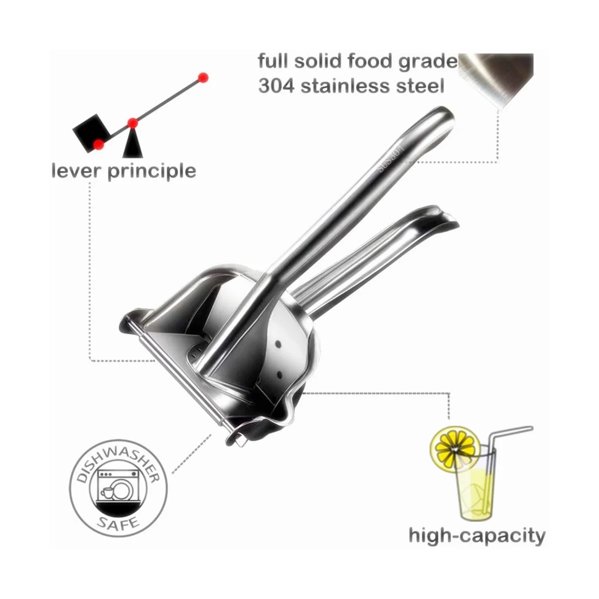 عصارة يدوية للخدمة الشاقة ، مستخرج العصير ، صانع العصير ، البرتقال ، الفولاذ المقاوم للصدأ الحقيقي ، عصارة الليمون ، الضغط اليدوي