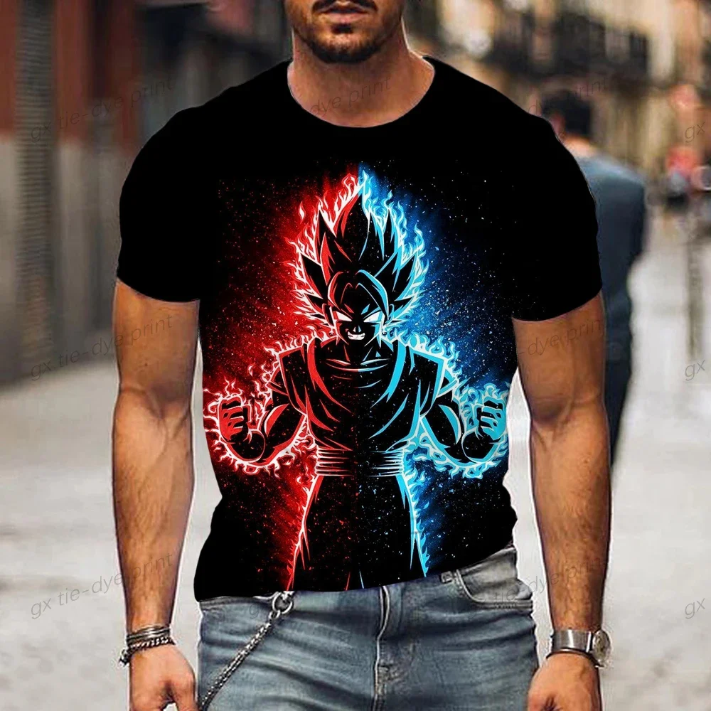 프린트 티셔츠 Dragon Ball Z 탑 Vegeta Goku New Gym 대형 남성 streetwear Anime Tshirt Valorant 아동복 2024