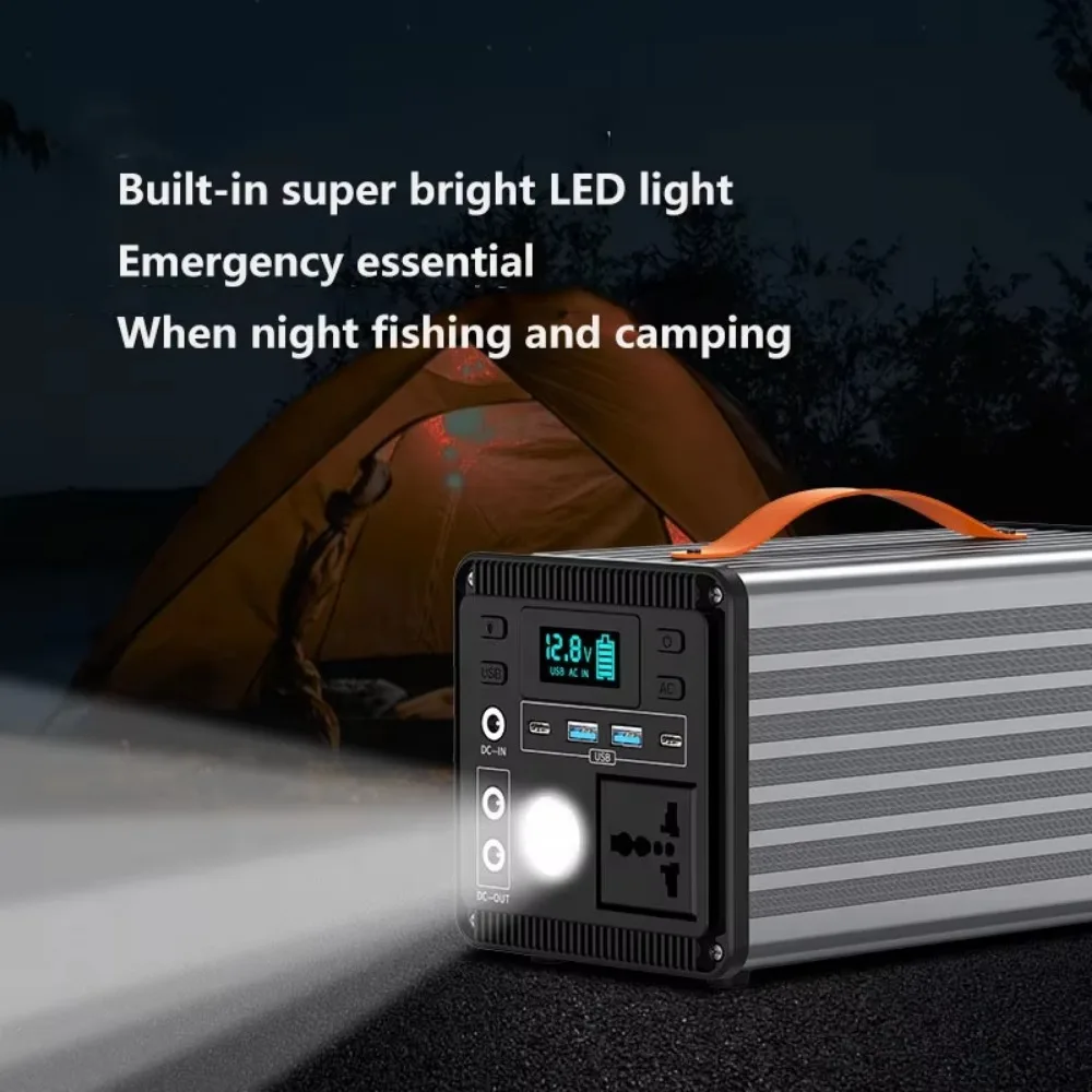 Outdoor camping portable power station with solar 220V home Emergency  power supply rechargeable solar generator PowerBank 200W