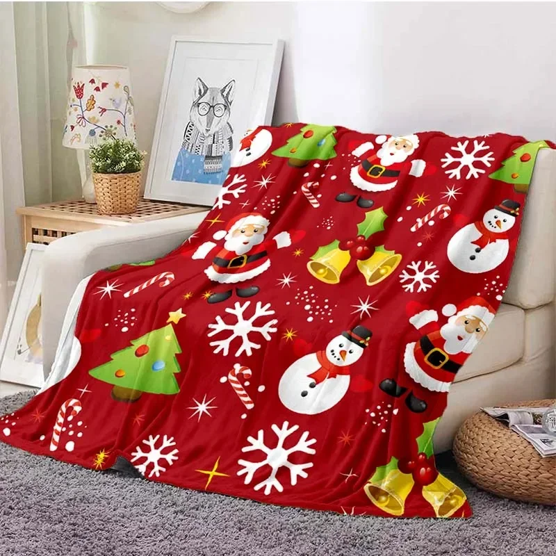 Merry Christmas Throw Santa Claus Snowman Flannel Blanket Sleep Travel Sofa Bed Christmas Decor Christmas Gifts