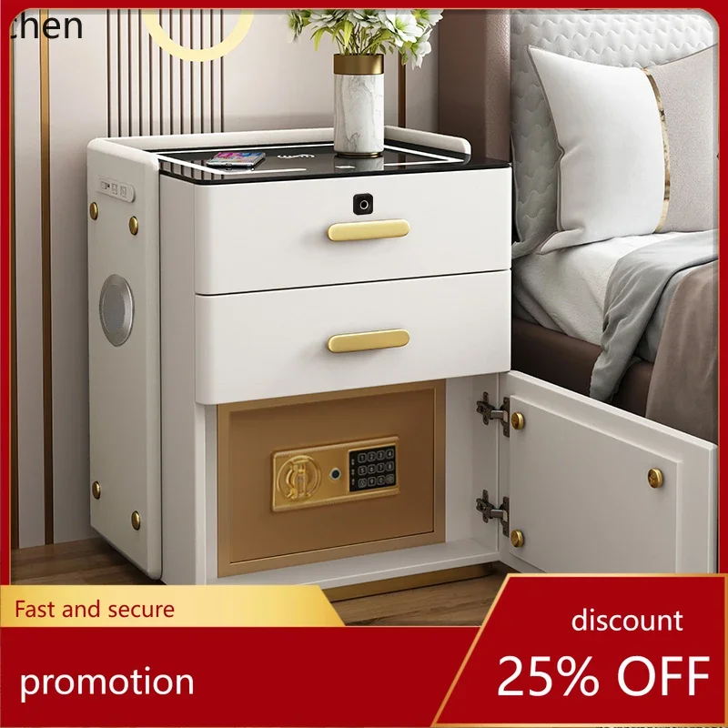 HT smart bedside table safe integrated simple rechargeable multi-function anti-theft insurance storage cabinet