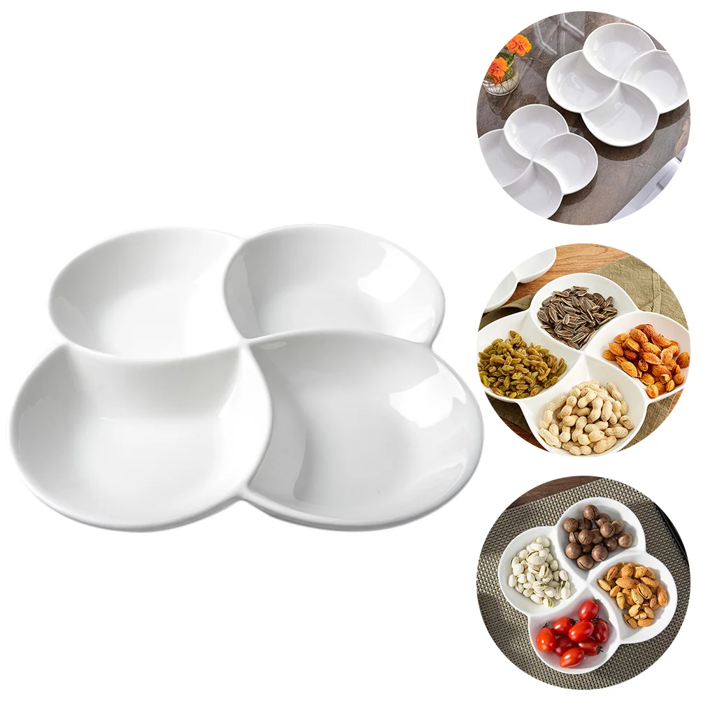 

Four Compartment Fruit Plate Snack Containers Desktop Candy Tray Multi-grid Melamine Chocolate Storage Dried Dish Serving