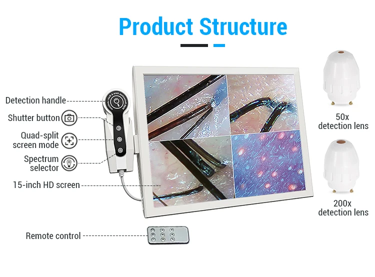 15 Inch Digital HD Screen Home Use Skin and Hair Analyzer Help You Analysis Of Skin And Analysis Scanner Freeze Fixed