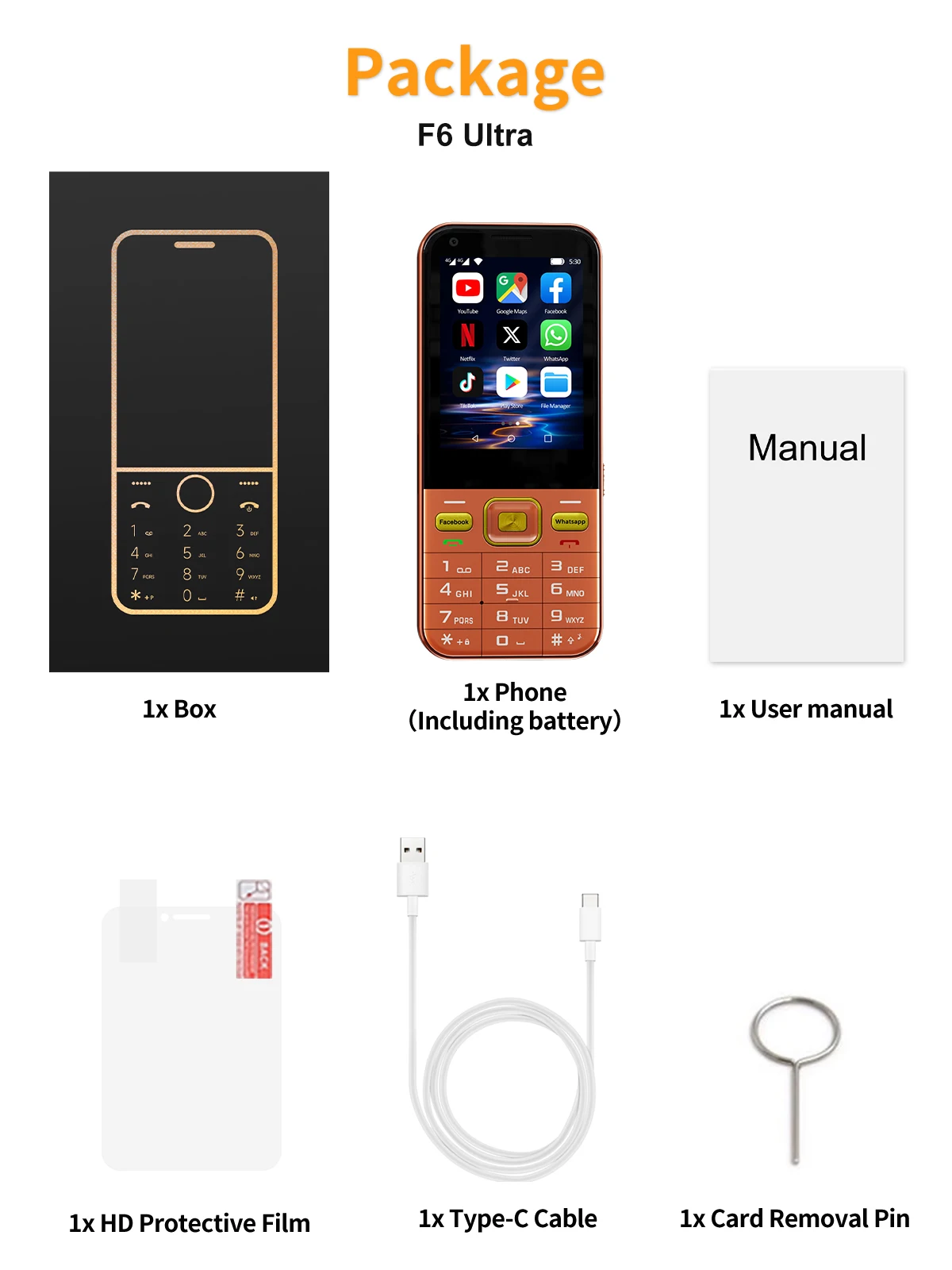 SERVO F6 Ultra 4G LTE Android Phone 2.8" Touch Screen Camera Flashlight Play Store 2GB+16GB 2200mAh Dual SIM Button Smartphone