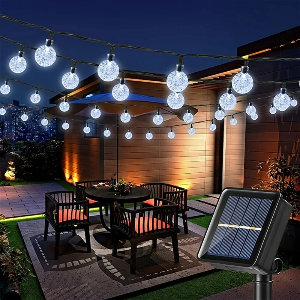 Eight Function LED Solar Bubble Ball Lights String Outdoor Courtyard Waterproof Lights Christmas Decoration Atmosphere Lights