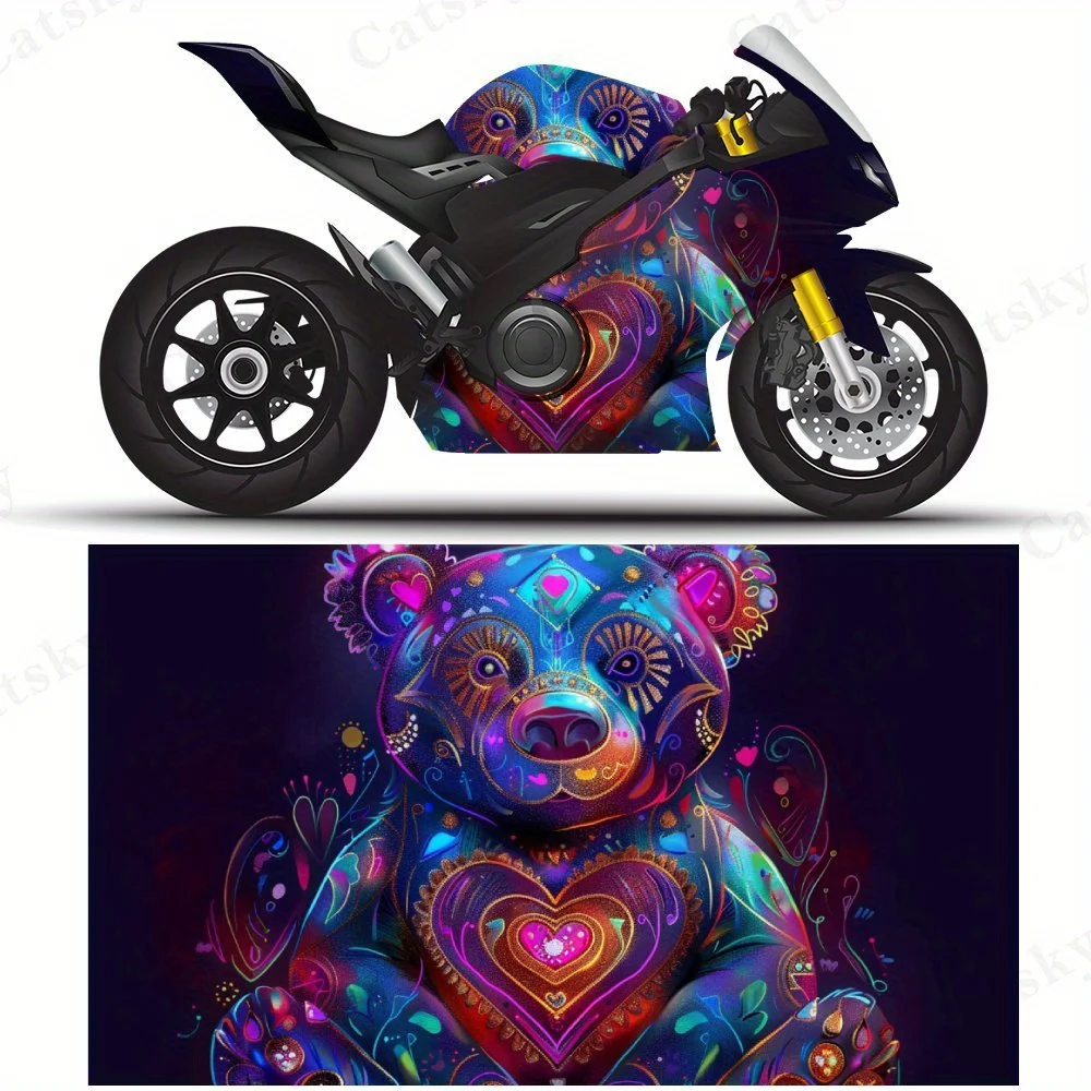 

Красочные наклейки на мотоциклетную пленку Love Bear, прочные клейкие наклейки из ПВХ для индивидуальной настройки мотоцикла, устойчивая к атмосферным воздействиям защита