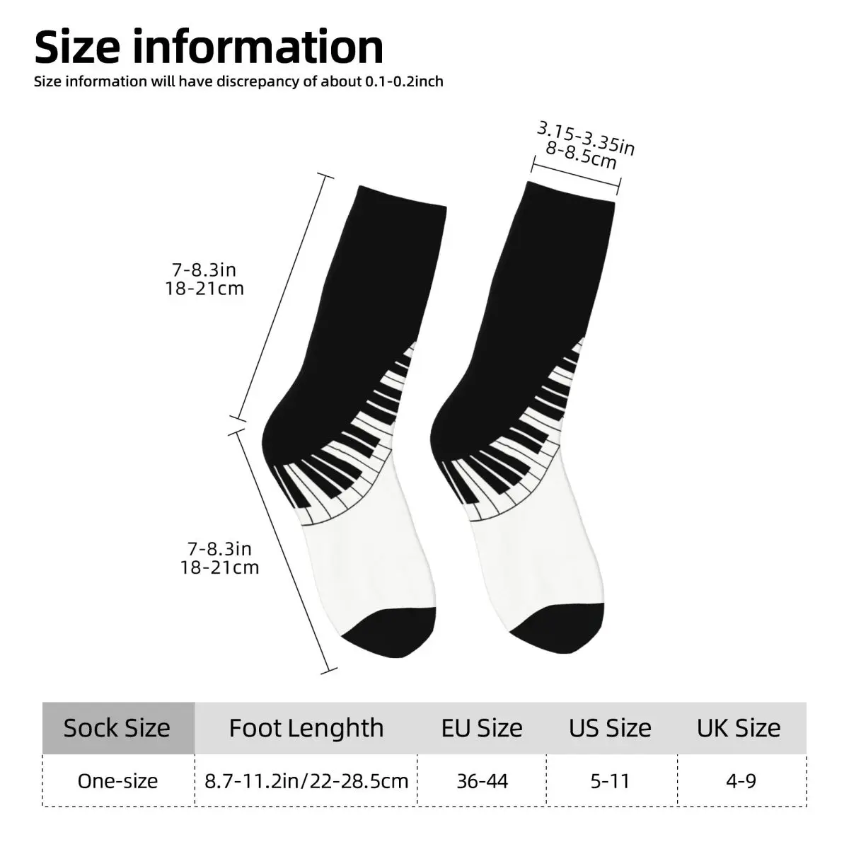 Funny Crazy Sock for Men Decorative Hip Hop Harajuku Music Notes Happy Breathable Pattern Printed Boys Crew Sock Seamless Gift