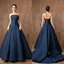 Customized Sizes Available Jersey Pleat A-line Strapless Long Dresses Bespoke Occasion Dresses Classic Exquisite Modern Style Pa