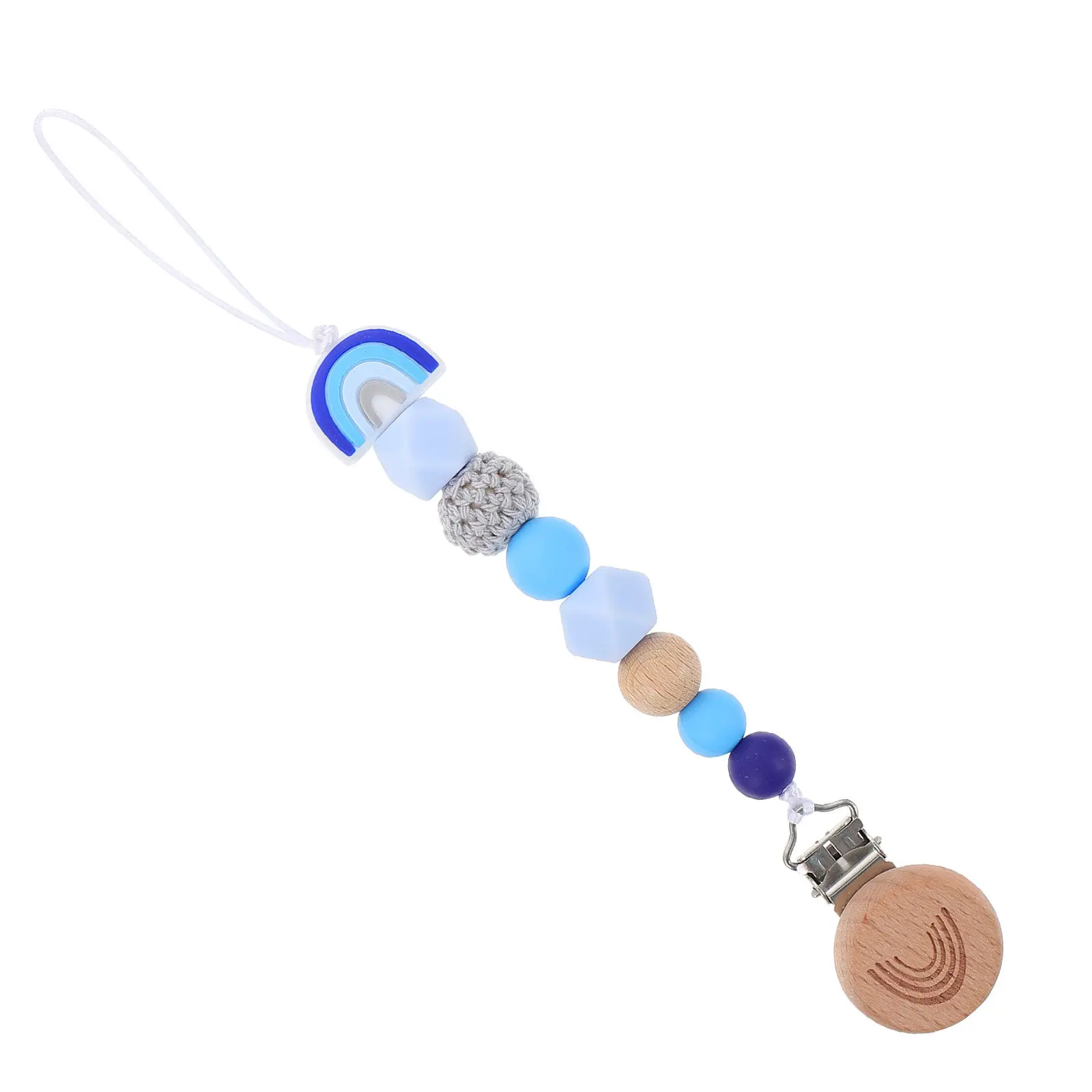 

1Pcs Baby Pacifier Chain Silicone Beech Material Anti-Lost Clip Colorful Teether Holder Newborn Baby Molar Tool Pacifier Clip