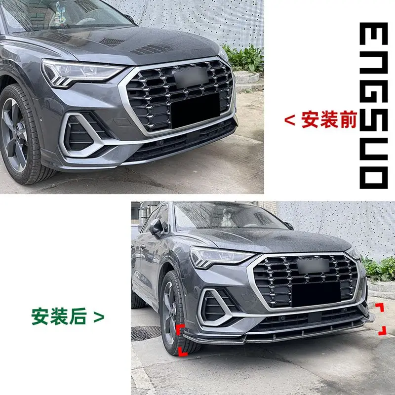 Car Front Bumper Lip Body Kit Spoiler For Audi Q3 F3 Sline 2019+ Splitter Bumper Canard Lip Splitter Accessories