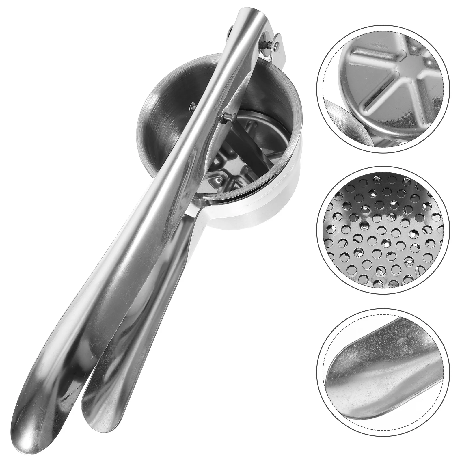 

Kitchen Gadgets Potato Masher Ricer Crushing Mill Silver 430 Stainless Steel Presser Baby