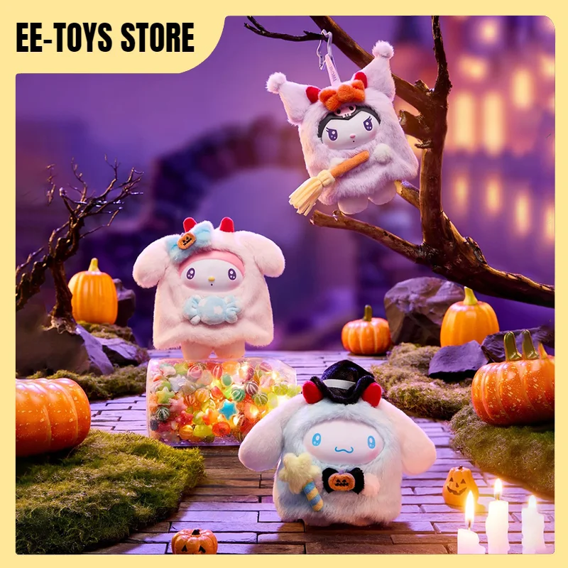 

Sanrio Characters Halloween Candy Carnival Night Series Blind Box Toys Cute Hello Kitty Kuromi Vinyl Plush Pendents Trendy Gift