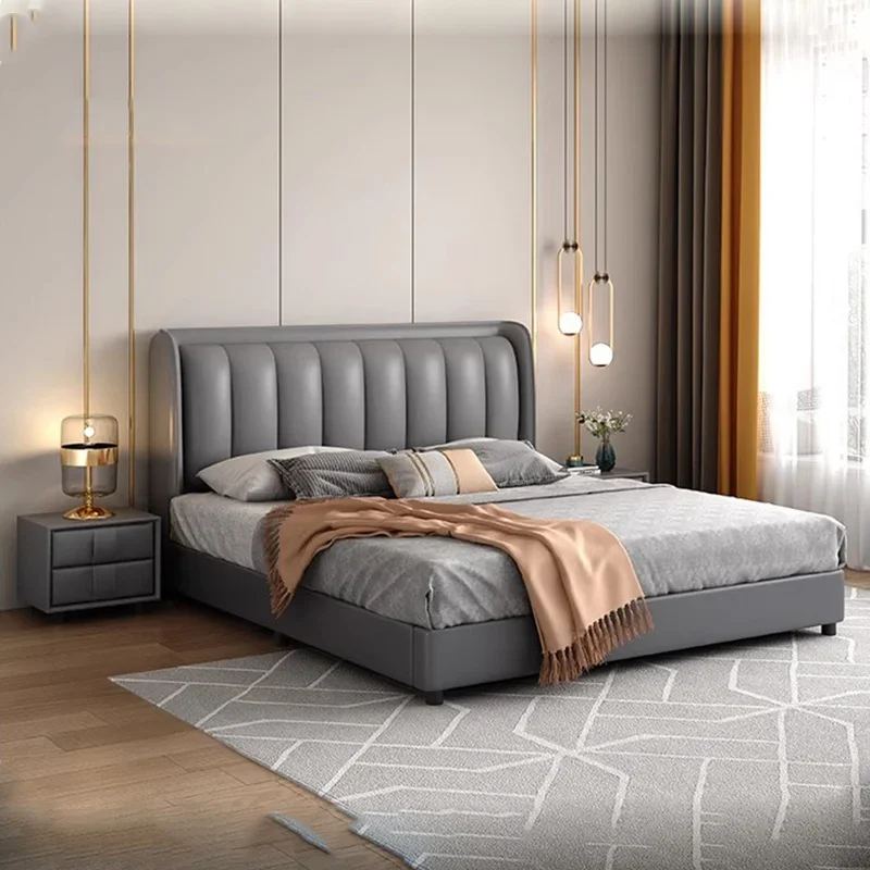 Fabric Modern Double Bed Simple Family Soft Luxury Double Bed Twin Bedding Camas Moderrnas Inteligentes Bedroom Furniture