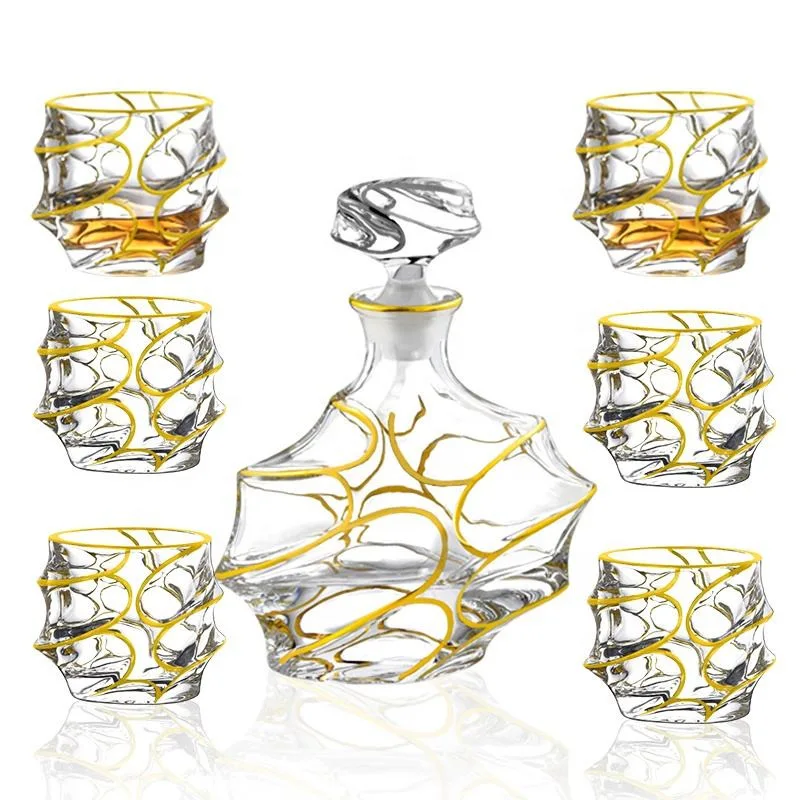 

Набор для вина из 7 предметов с золотым покрытием: для виски, домашнего использования, небольших встреч, банкетов, гостеприимства, блестящий, для винного шкафа