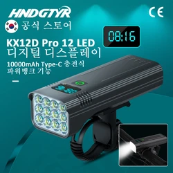 6-12 LEDs Bicycle Light Max 5000LM Digital Indicator USB Rechargeable Flashlight for Bike Headlight 18650 Battery MTB Cycle Lamp