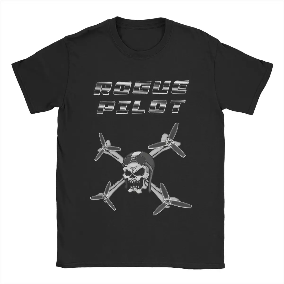 Casual DJI Rogue Drone Pilot T-Shirts for Men Women Cotton Skull Tee Shirt Summer Clothes