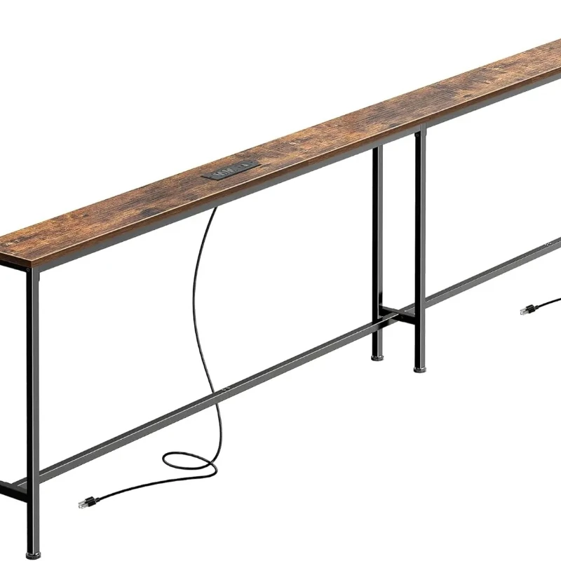 

Sofa Table with 2 Power Outlets and USB-C Ports, Narrow Console Table with Storage, Extra-Long, for Entryway