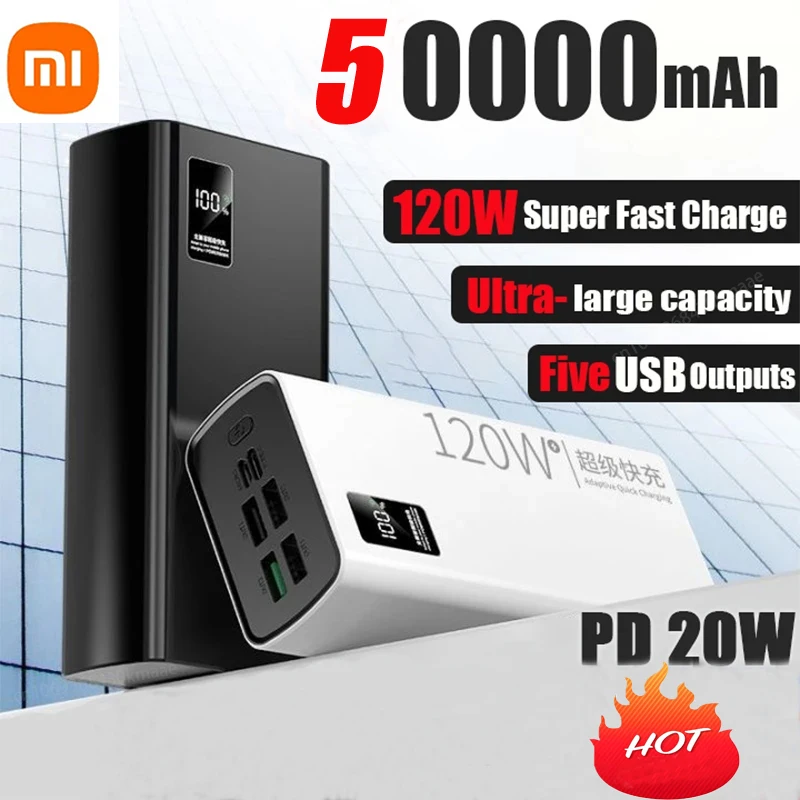 Xiaomi 50000 mAh Power Bank 120W Super Fast Charging Big Capacity Powerbank Portable Battery Charger For iPhone Xiaomi Huawei