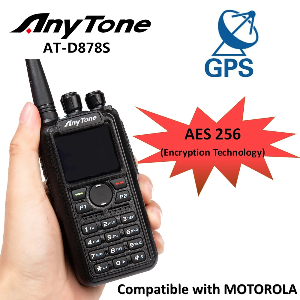 

AnyTone UHF 400-480MHz Single Band Walkie Talkie AT-D878S Digital/Analog Two-Way Walkie Talkie GPS DMR Portable Walkie Talkie