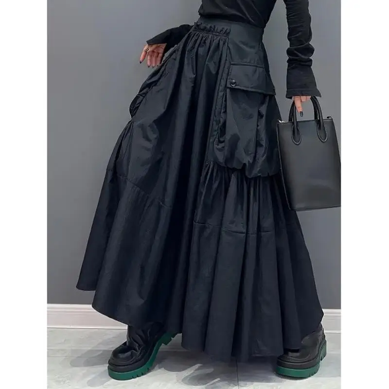 

Retro Sle Bla Long Dr Women's Faion Straight Cut Trousers Casual Pants with kets Woven Fabric ex Winter Colle...