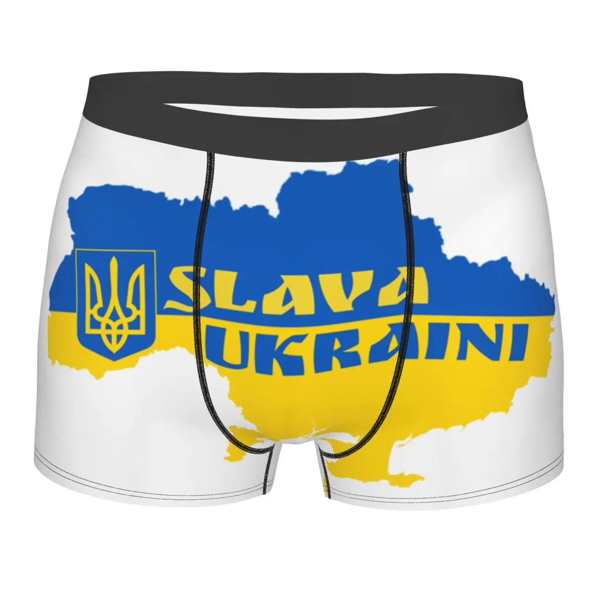 Slava Ukraini Ropa interior con bandera de Ucrania para hombre, calzoncillos tipo bóxer con estampado personalizado, bragas
