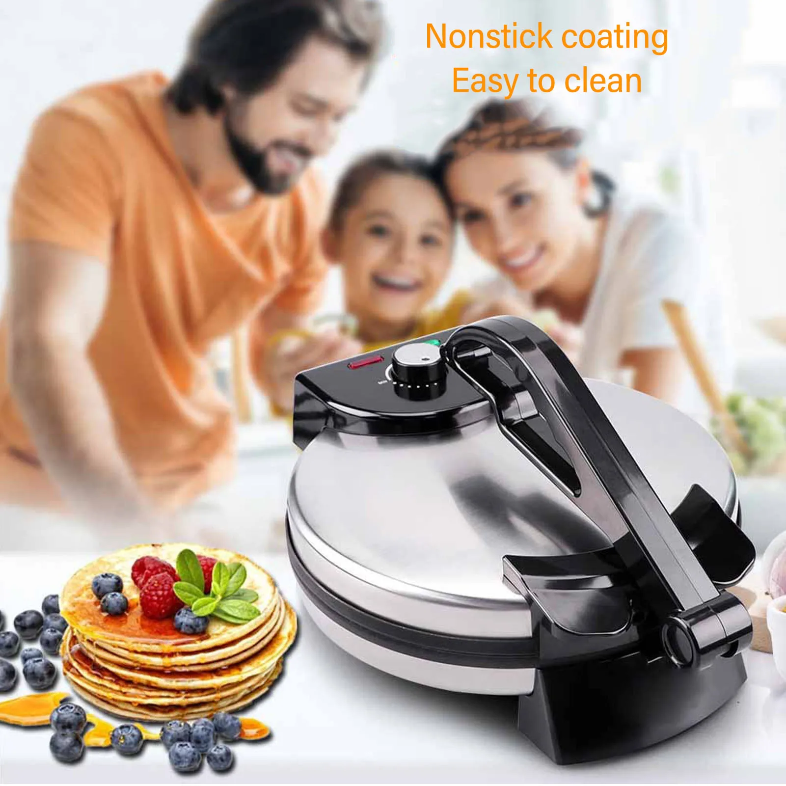 10in Anti-Stick Tortilla Maker,เครื่องทํา Tortilla ไฟฟ้า,10in ปรับอุณหภูมิ,Non-Stick Roti Maker,สแตนเลส Cove