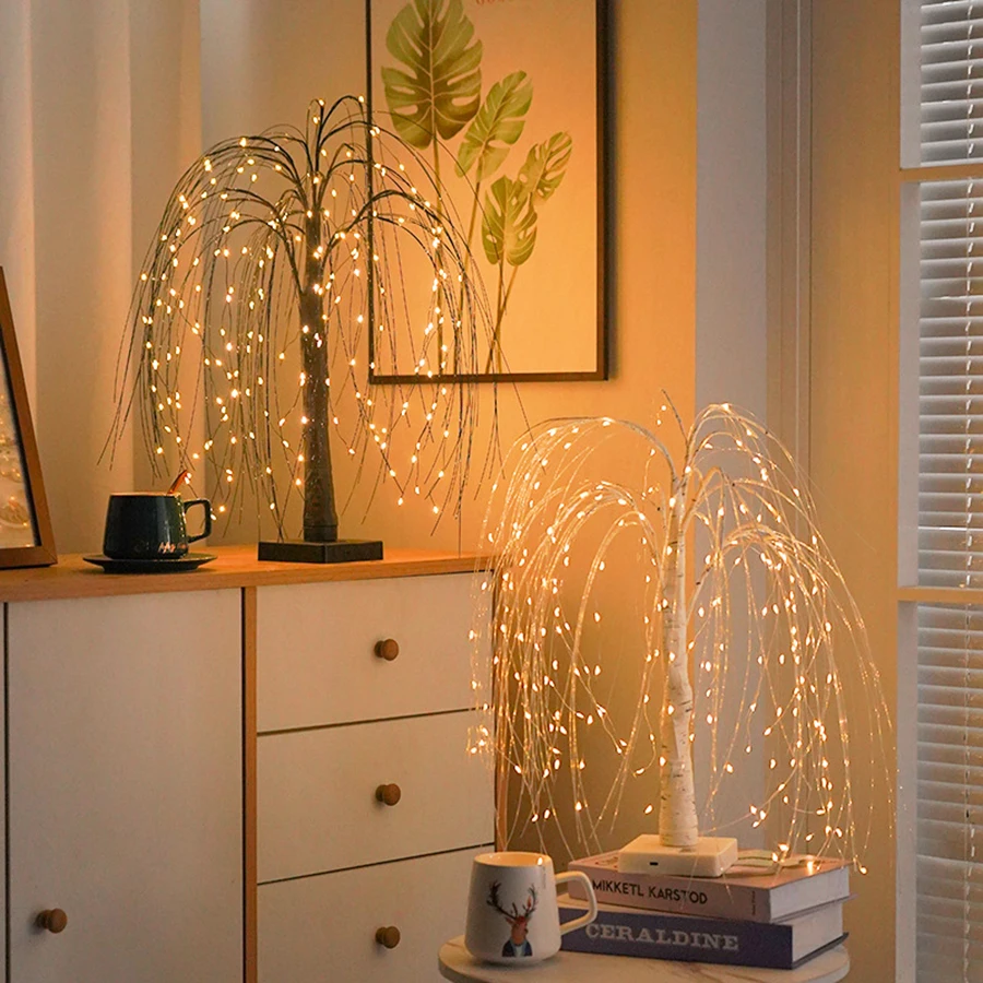 LED simulation willow tree lights for Christmas party scene decoration, home decor lights, luminous trees
