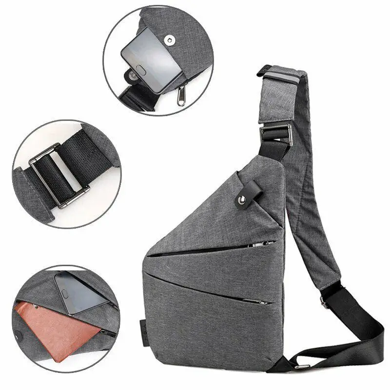 Men Travel Business Bag Burglarproof Shoulder Bag Holster Anti Theft Security Strap Digital Storage Small Chest Bags Sports Bag