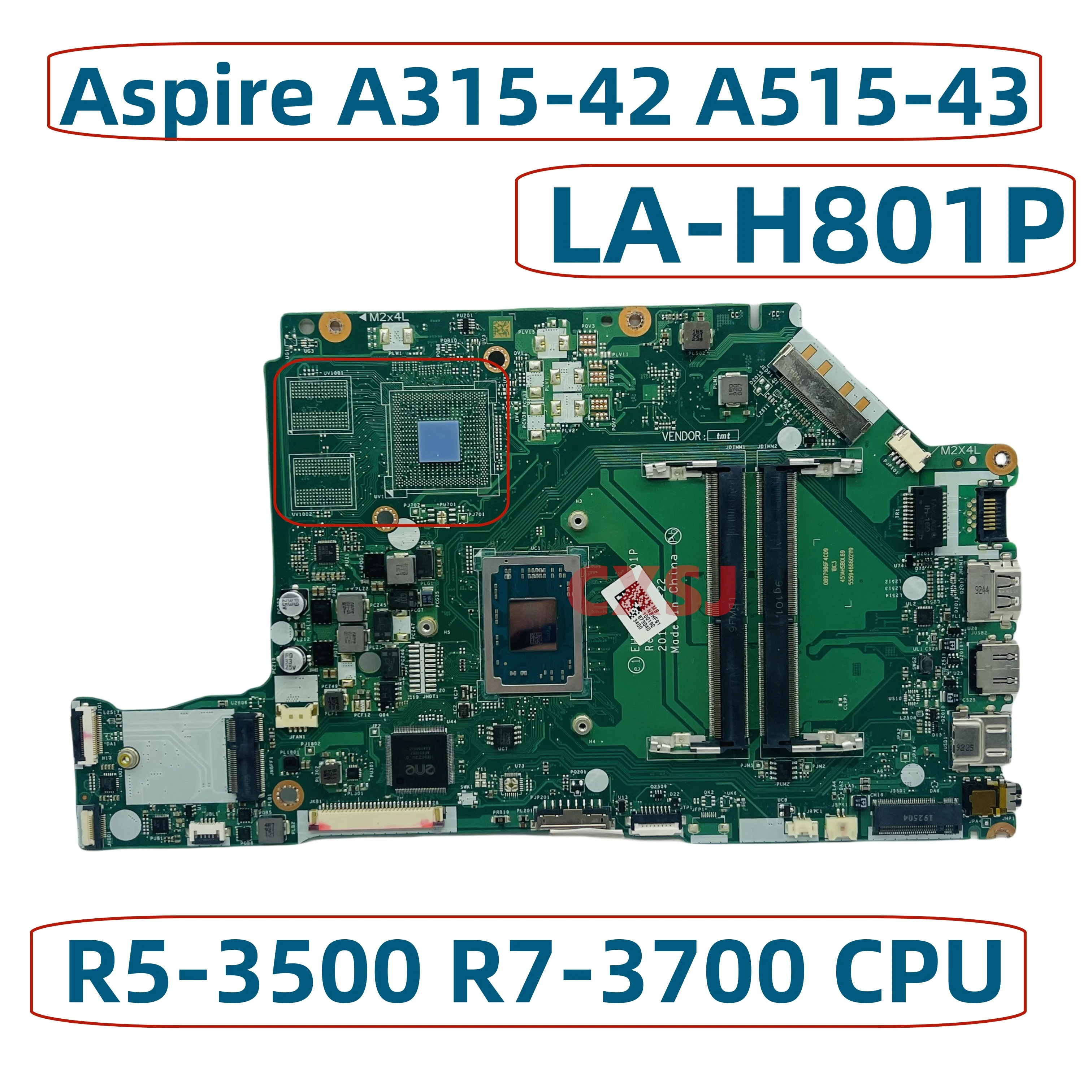 

EH5LP LA-H801P For Acer Aspire A315-42 A515-43 A315-42G A515-43G Laptop Motherboard With AMD 300 R3-3200 R5-3500 R7-3700 CPU UMA