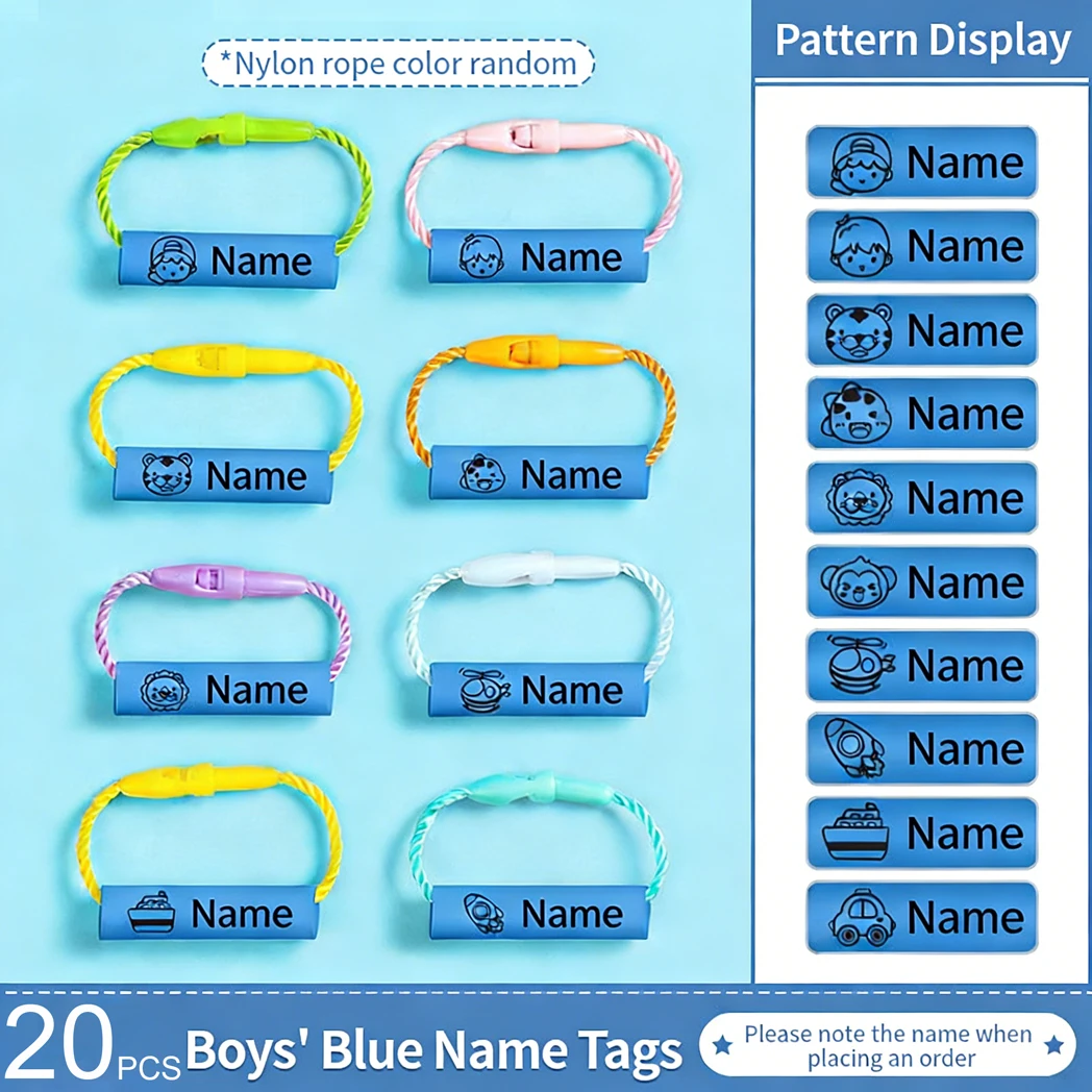 Personalisierte Namensanhänger für Babyschuhe, Schulranzen, Becher, Kleidung, wasserfest, mit Kordel, Namensring für Kinder, Namensetikett