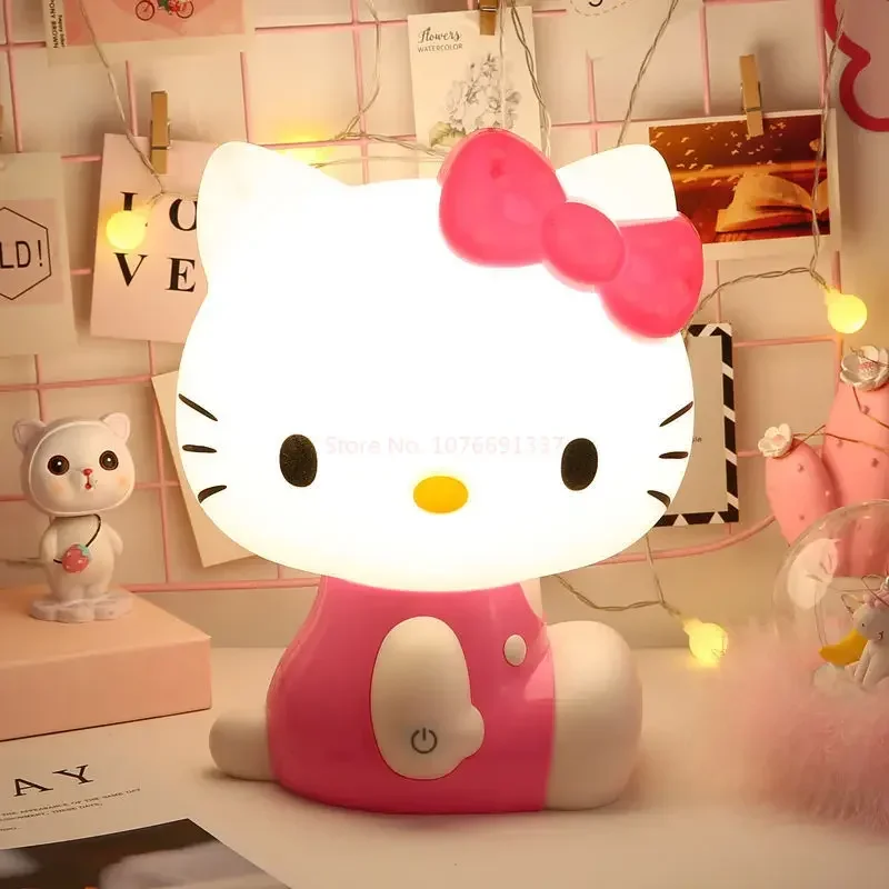 

Sanrioed Kawaii Anime Hello Kitty Touch Night Light 3 Speed Adjustment Sleep Eye Protection Lamp Cartoon Luminous Gift Room Gift