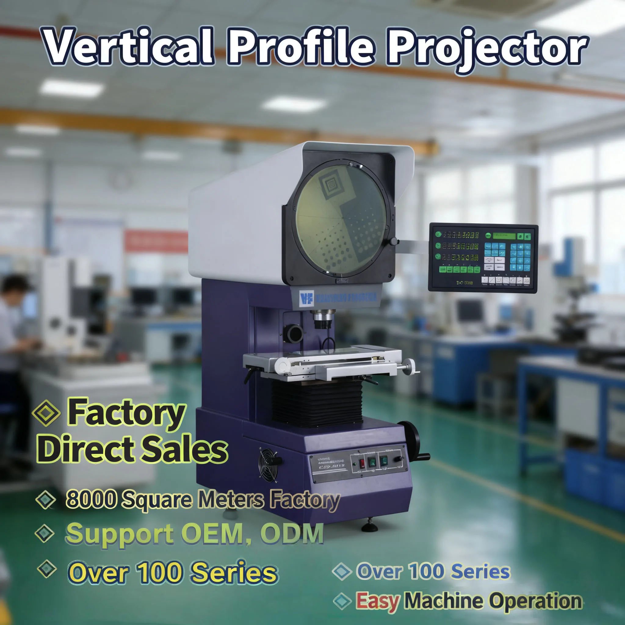Digital Optical Profile Projector with Screen for Measurement