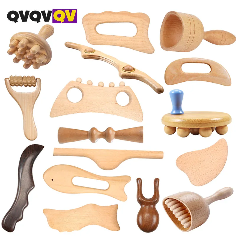 Wood Therapy Tools for Body Shaping,Wooden Massage Tools, Lymphatic Drainage Massager Body Sculpting Tools, Wooden Gua Sha Tools