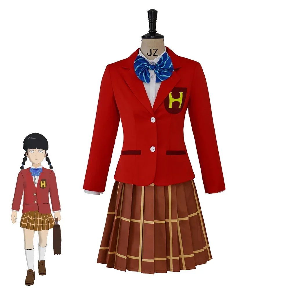 

2025 Mob Psycho 100 Arataka Reigen Cosplay Costume Women's School Girls Red Uniform Stage Suit Halloween Party Outfift