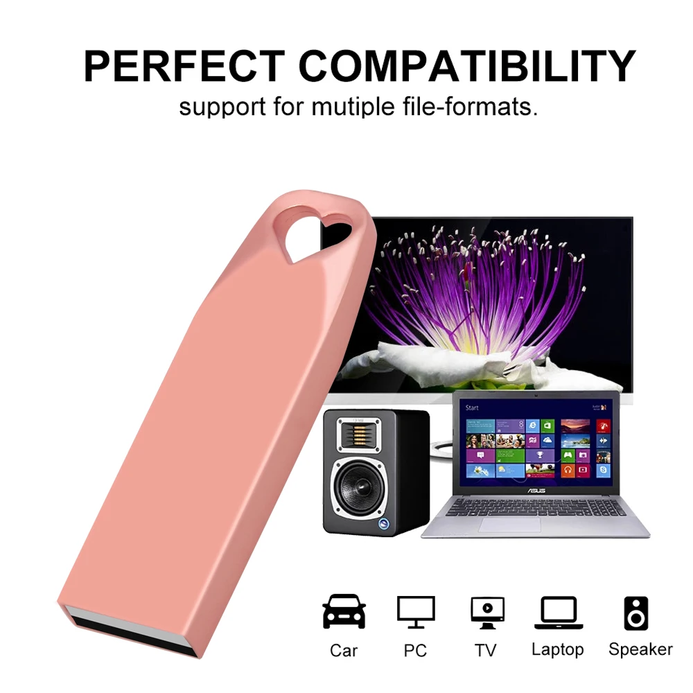 10 PCS/LOT clé usb 2.0 clé USB 4GB 8GB 16GB 32GB 64GB 512M clé en métal carte mémoire clé disques u disque avec porte-clés