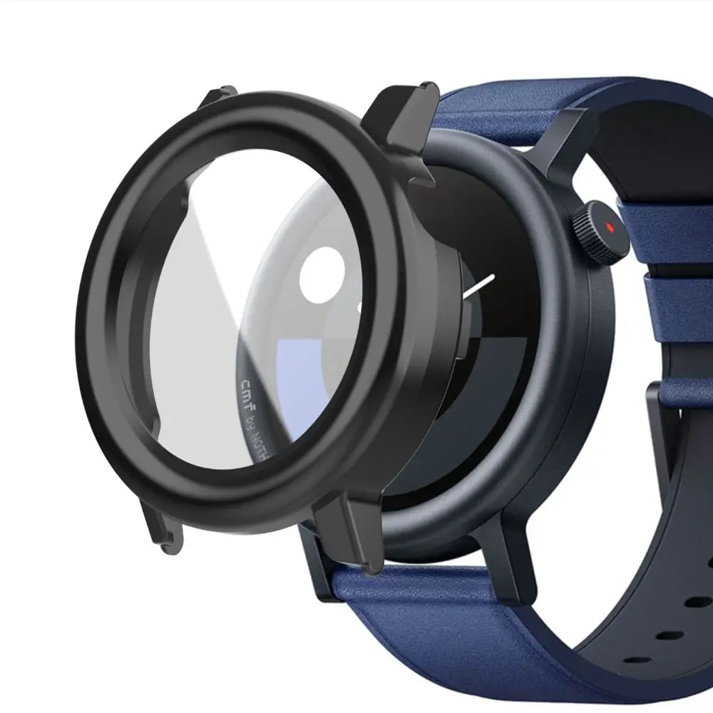 PC+Tempered Protective Case Anti-Scratch Full Coverage Screen Cover Bumper Protector Shell for CMF Watch Pro 2