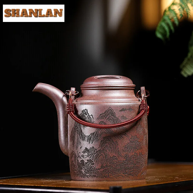 

330ML Elegant Yixing Purple Clay Teapots Handmade Pot Raw Ore Section Mud Kettle with Filter Zisha Tea Set Cha Collection Craft