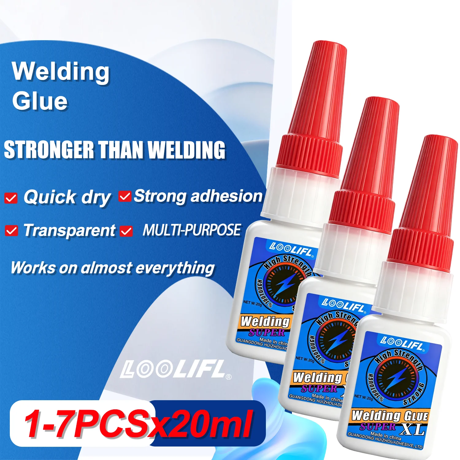 LOOLIFL High Strength Welding Oily Super Glue Universal Repair Adhesive Instant Strong Fast Drying For Plastic Metal Ceramic DIY