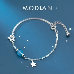 Modian Fashion 3 Color Natural Crystal Star 925 Sterling Silver Bracelet for Women Adjustable Bracelet Fine Jewelry Accessories