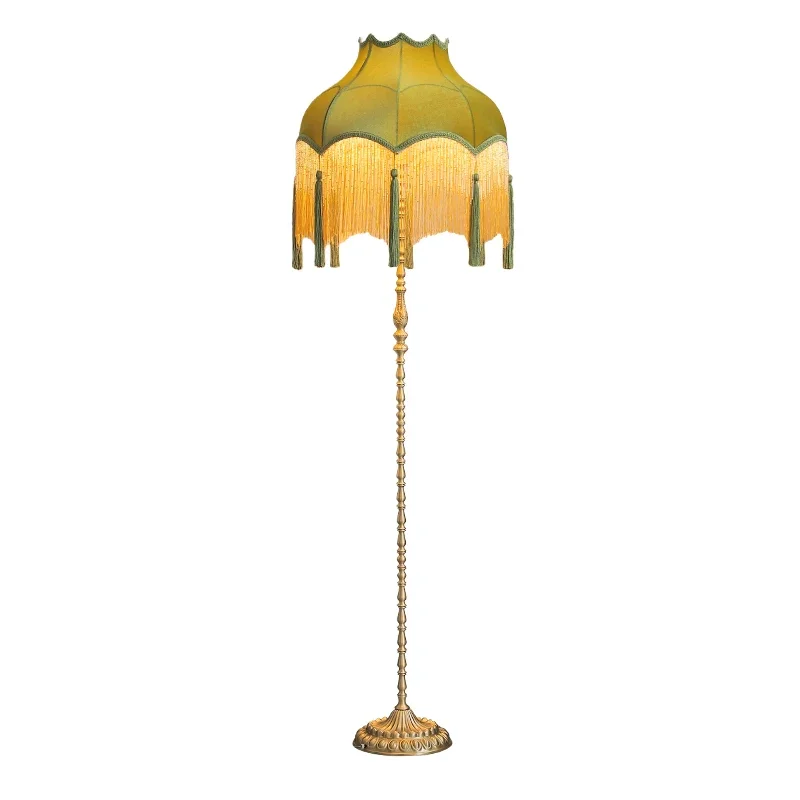 

Art House, French Vintage Floor Lamp Full Copper Bedroom Study Tassel American Decoration