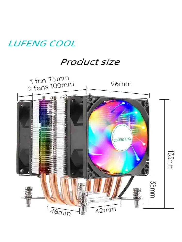 4 Heat Pipes CPU Cooler 4 Pin PWM RGB for Intel LGA 2011 1700 1200 1150 1151 115X 1366 X99 X79  PC Quiet CPU Cooling  90mm Fan