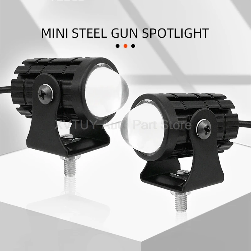 

Hot Motorcycle Spotlight Headlight LED Two-Color Small Steel Cannon High Low Beam Waterproof Super Bright 8-80V Wide Voltage