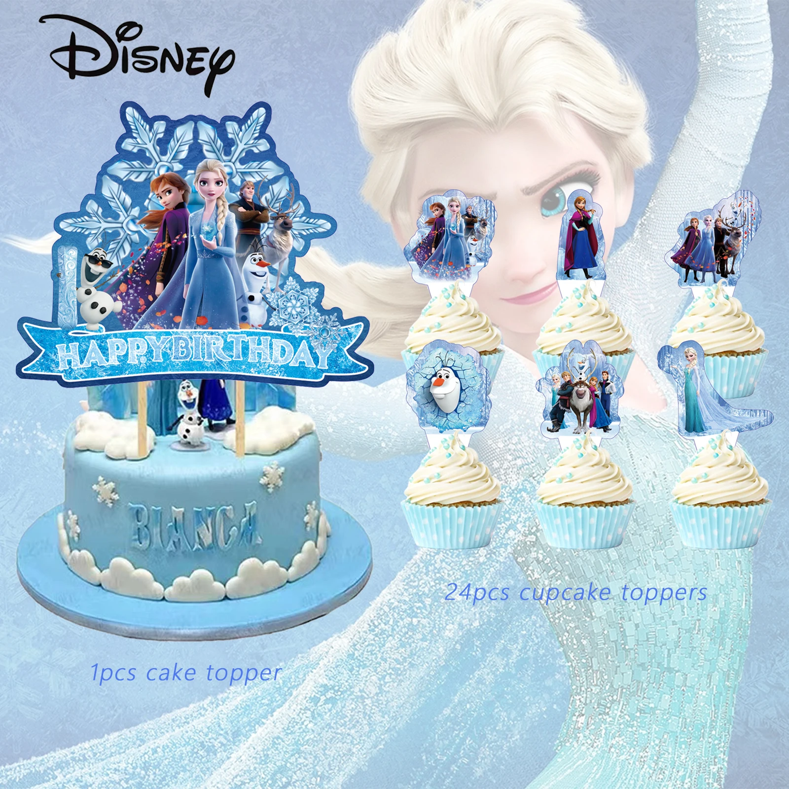 توبر الكيك المجمدة، أغطية الكب كيك للأطفال عيد ميلاد سعيد كعكة المجمدة الديكور هدية حفلة عيد ميلاد المجمدة