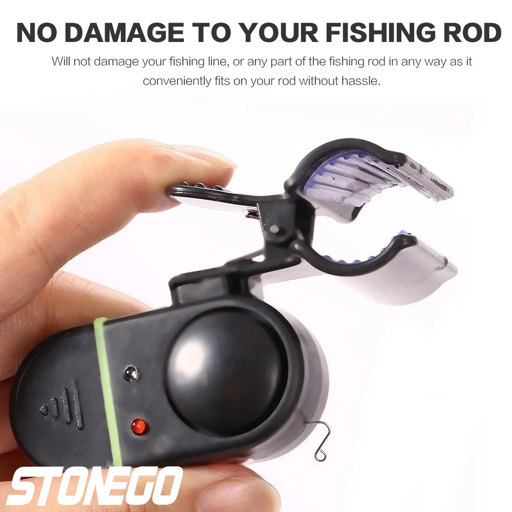FLYSAND Fishing Alarm Fish Bite Lure Alert Alarm Sound Bell LED Light Indicator Clip-on Fishing Rod Outdoor Buzzer Fishing Tool
