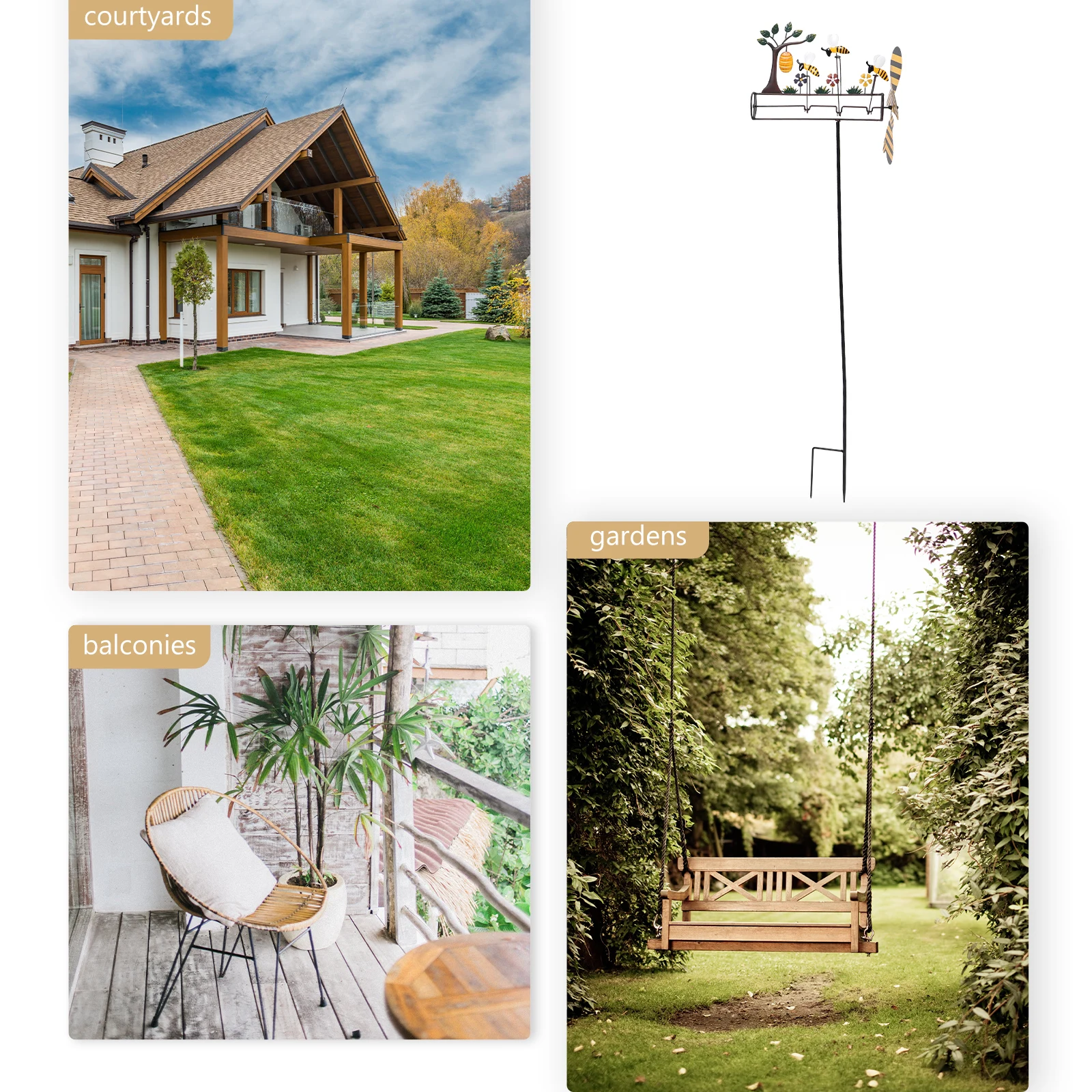 

3 Iron Windmills Metal Bees Yard Decor Garden Windmills For The Yard Garden Spinners Lawn naments Kids Toys Windmill Pinwheels
