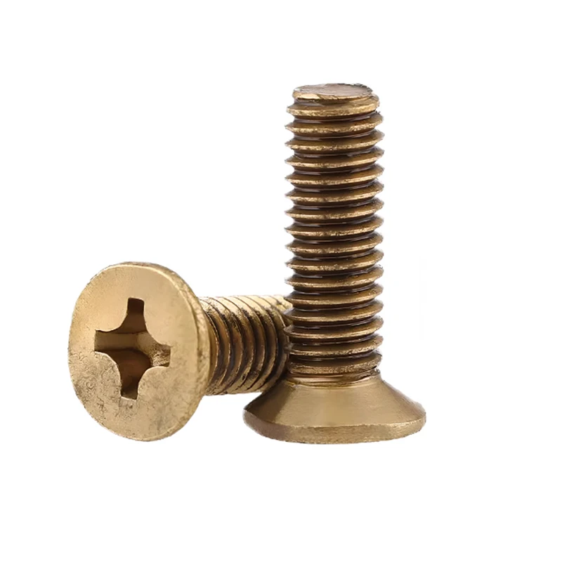 Brass Thread Countersunk Bolt M2.0 M2.5 M3.0 M4.0 M5.0 M6.0 M8.0 Cross Flat Countersunk Head Bolt Small Screw Length 4-60mm