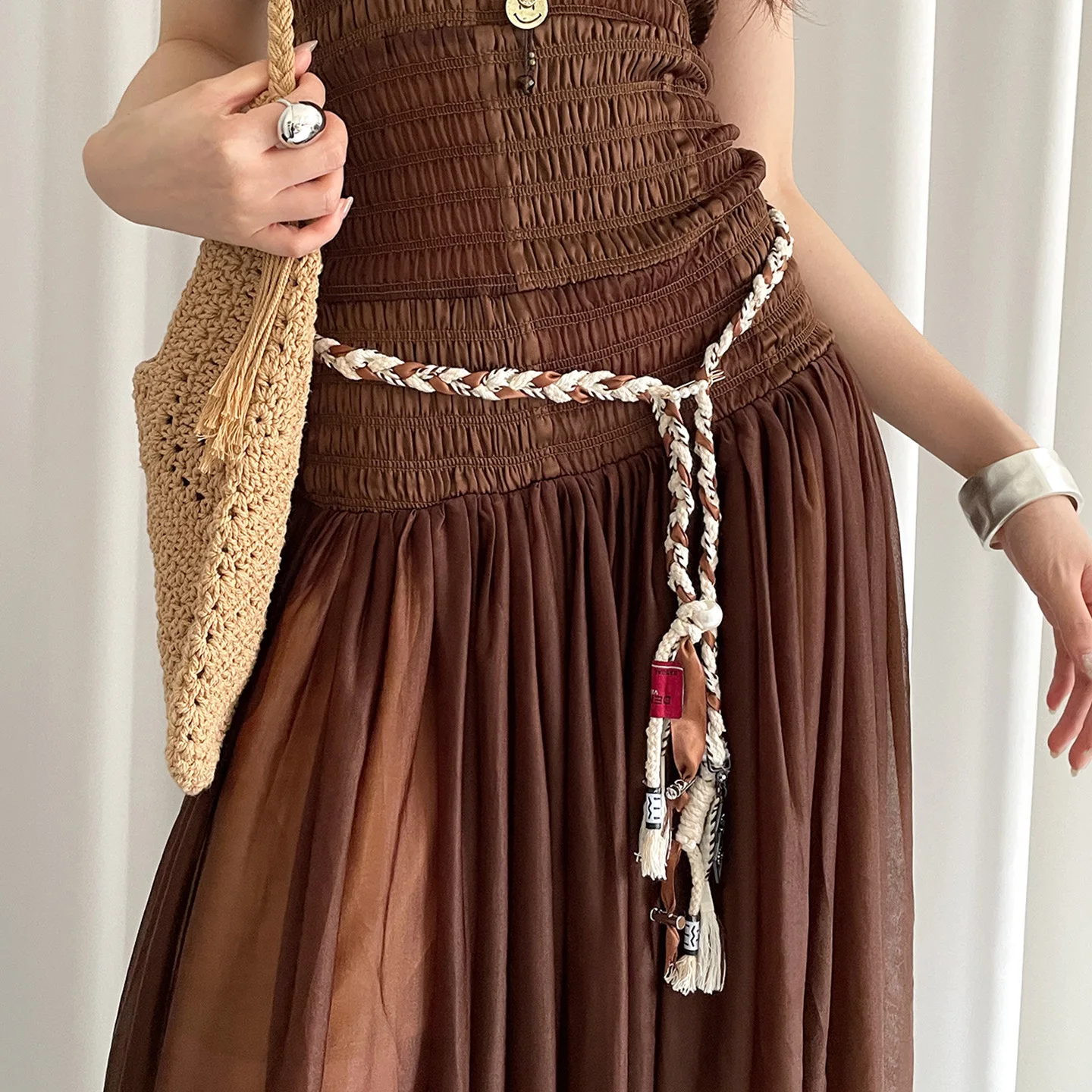 

Женский тканый пояс в богемном этническом стиле в стиле ретро с цветными блоками, предназначенный с ощущением платья, джинсов, декоративным поясом