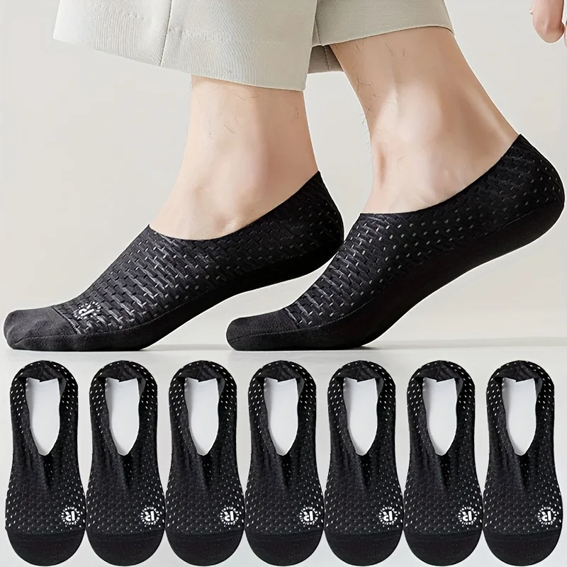 

7Pairs Summer Men's Thin Mesh Comfortable Invisible Socks Low-Cut Breathable Solid Color Non-Slip Sock for Daily Casual/Outdoor