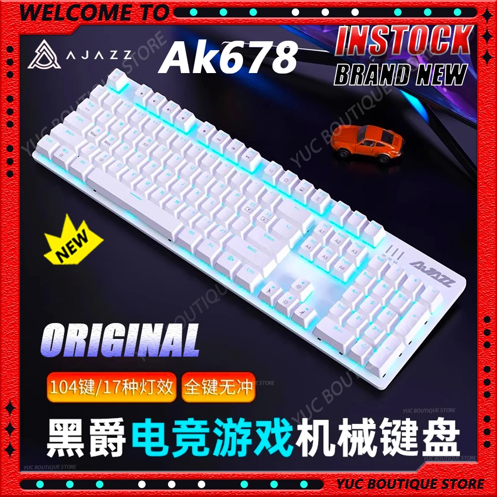 

НОВАЯ игровая механическая клавиатура AJAZZ AK687, 104 клавиши, проводная, беспроводная, двухрежимная, синий и черный чайный вал, ноутбук для киберспорта