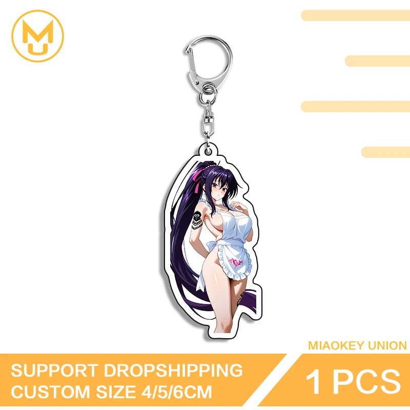 Alluring Big Breasts Himejima Akeno Acrylic Key Chains Hot Selling Oversize Anime Waifu Props For Friends Fashion Key Ring Gifts
